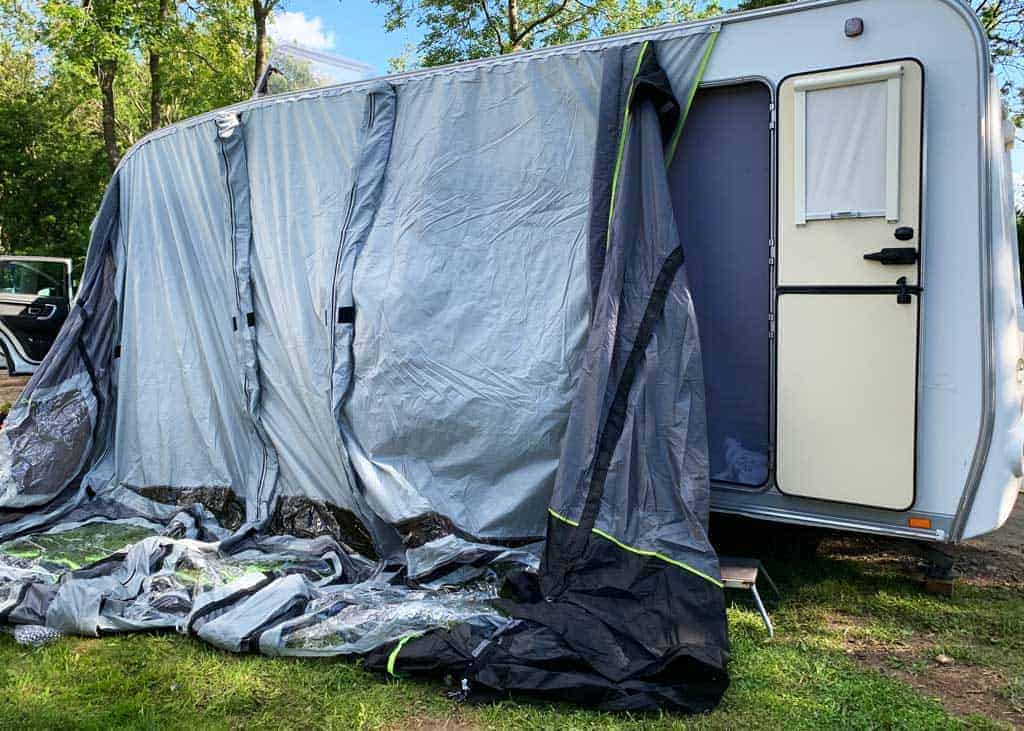 putting the OLPRO View 420 Caravan Inflatable Porch Awning on Dolly 3
