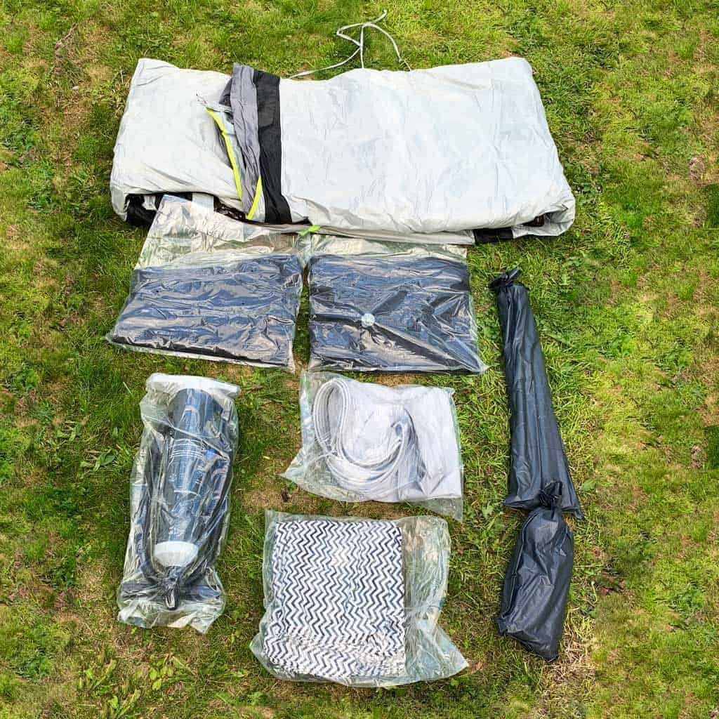 what you get in the The OLPRO View 420 Caravan Inflatable Porch Awning bag