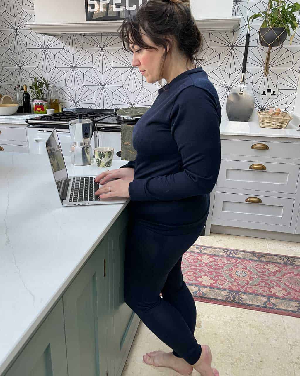 This navy work from home loungewear set is perfect comfy clothes for working from home
