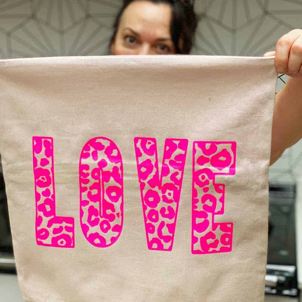 Leopard Print Love Cushion (free leopard print cut file for Cricut) PNG file