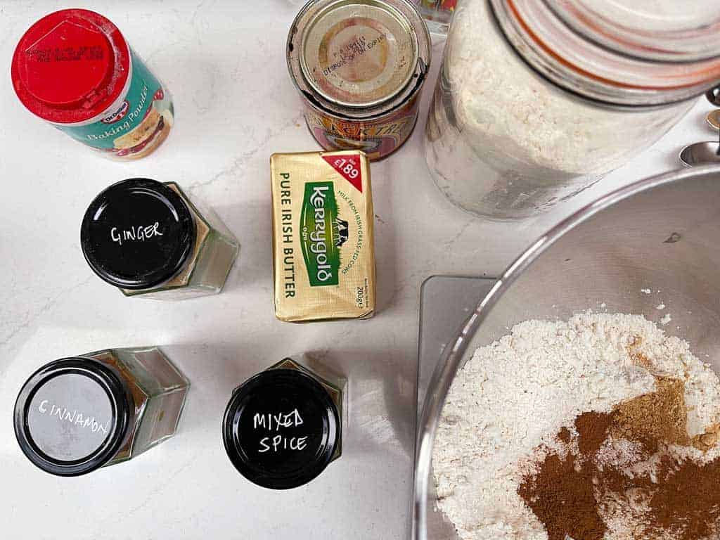 All the ingredients you'll need to make perfect gingerbread cookies 