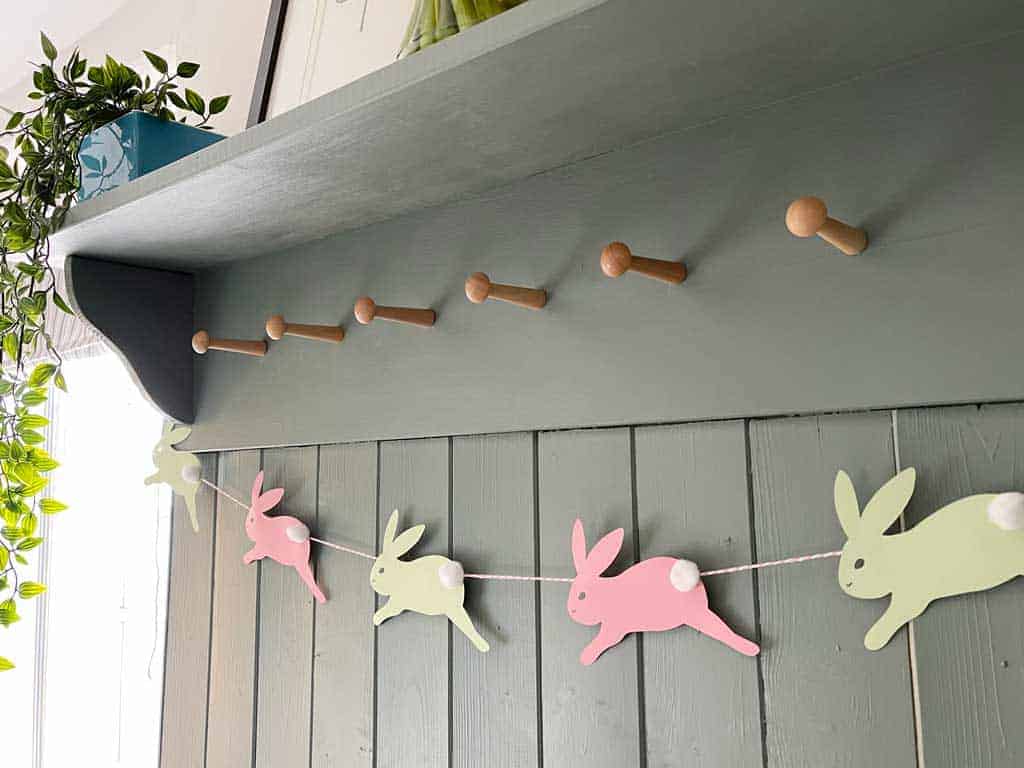 Simple DIY Easter Bunny Garland With Pom Pom Tails
