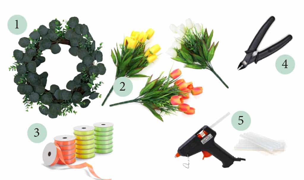 An easy tutorial to make a faux Tulip Wreath DIY For Spring