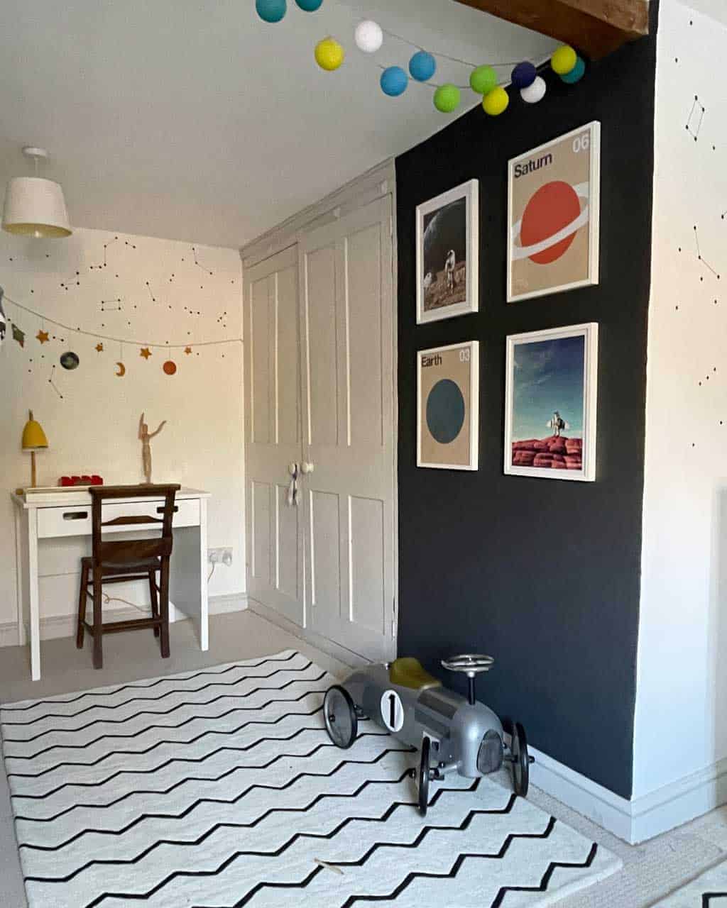 The prints from Desenio are perfect for my twins Space Theme Bedroom