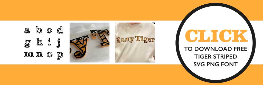 Free downloadable tiger striped font SVG and PNG cut files to use on the Cricut or for crafting