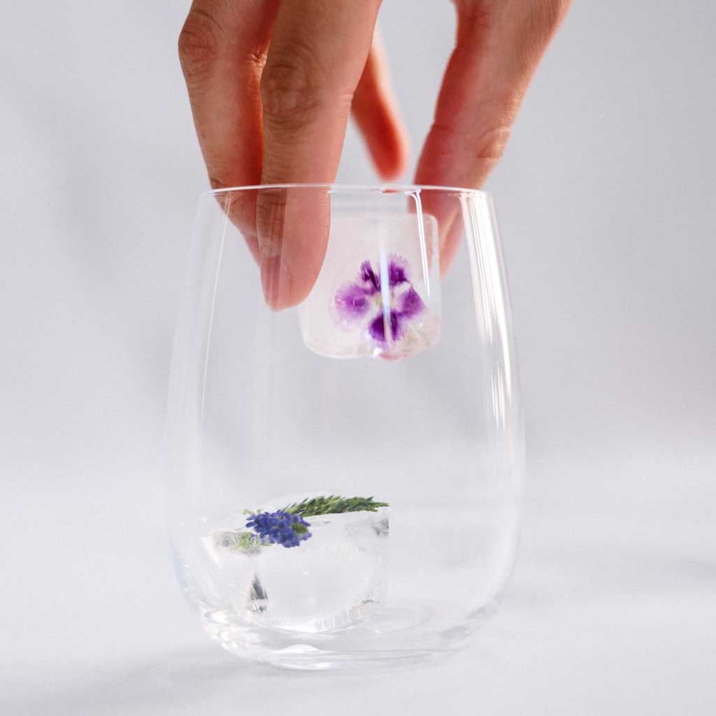 Make ice cubes with Edible Flowers