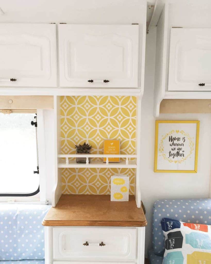 Painting caravan cupboards is a quick and easy way of transforming a tired old van 