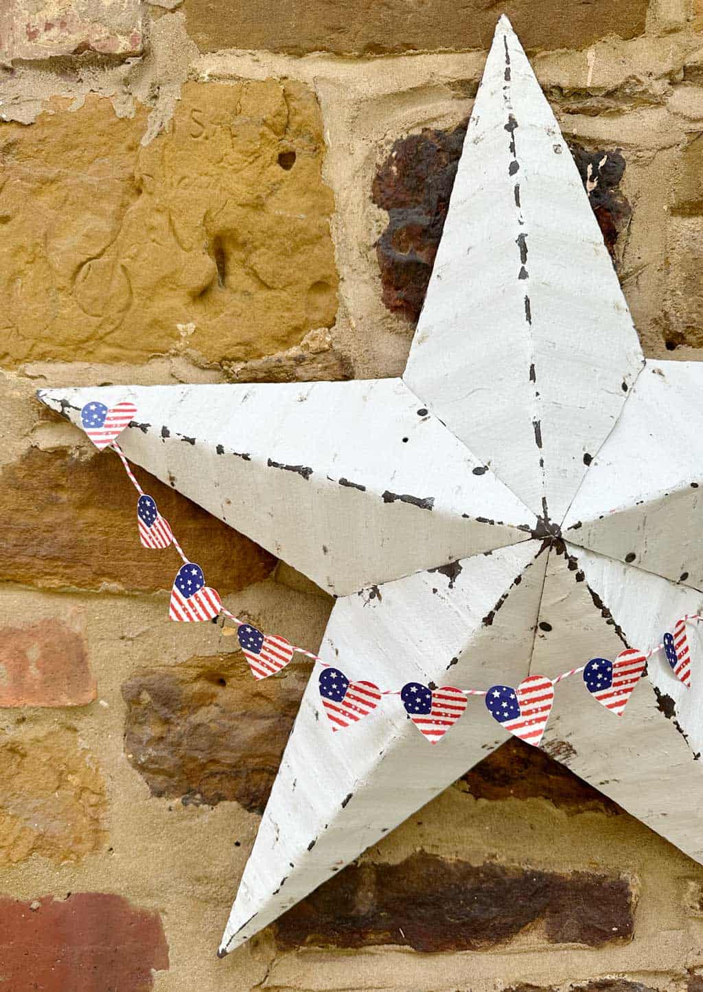 A banner made from tiny American Flag Hearts from our free SVG