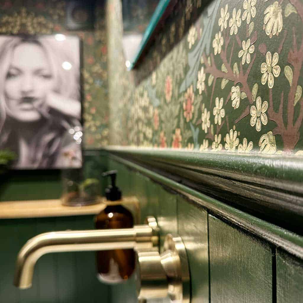 William Morris floral wallpaper in The Listed Home downstairs bathroom