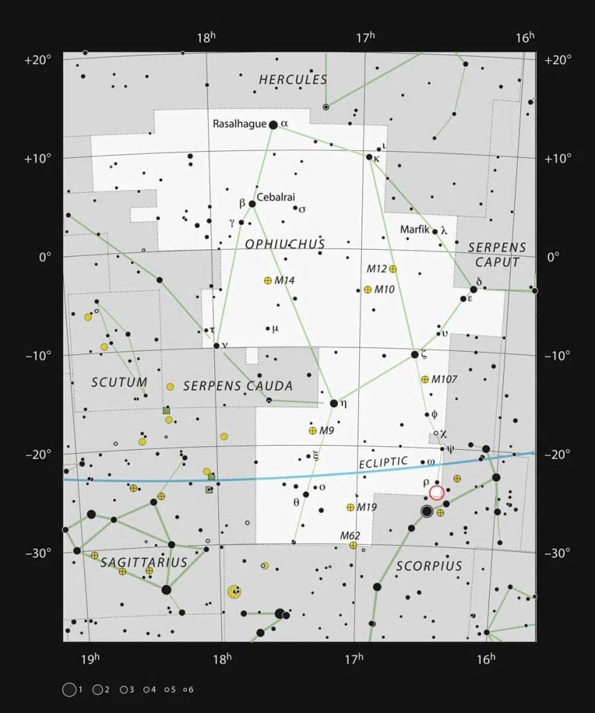 The new star sign Ophiuchus is a constellation located between Scorpio and Sagittarius.