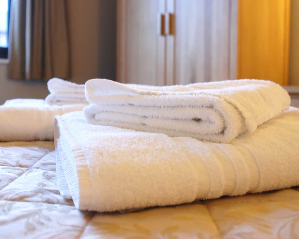 Fresh towels at Caldey Lodge, Bluestone