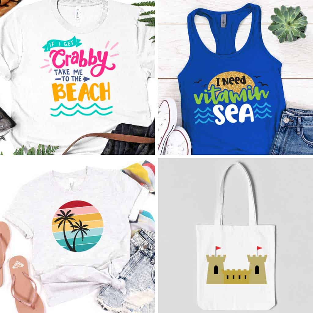 19 FREE beach themed SVG/PNG cut files to download for craft projects