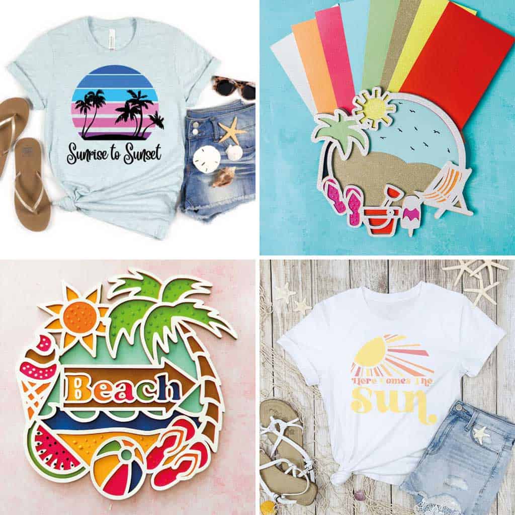 19 FREE beach themed SVG/PNG cut files to download for craft projects