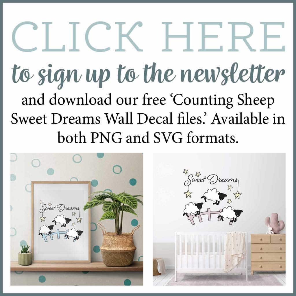 Download our free Counting Sheep Sweet Dreams Wall Decal SVG and PNG files.