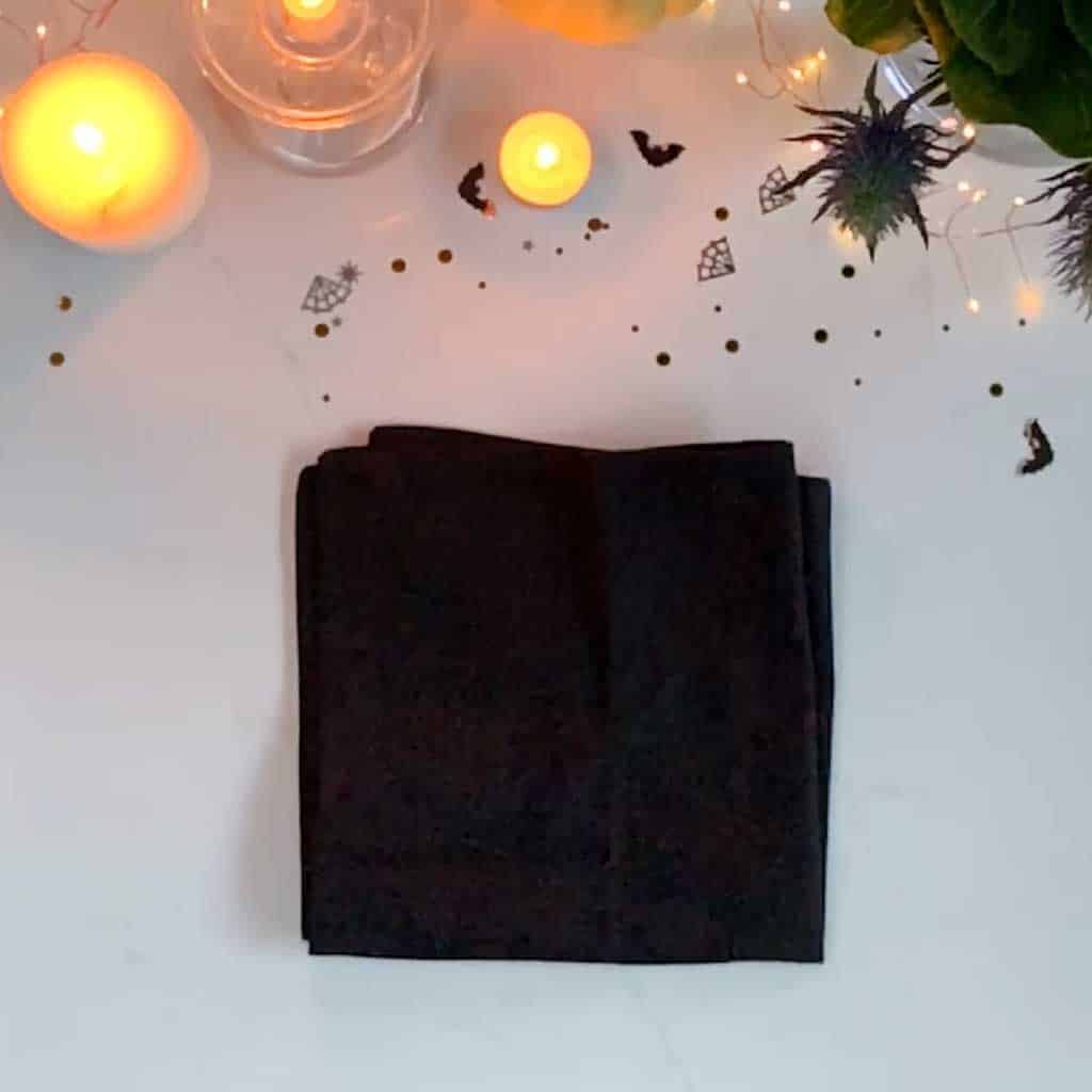 Step by Step Folded Bat Halloween Napkin Tutorial