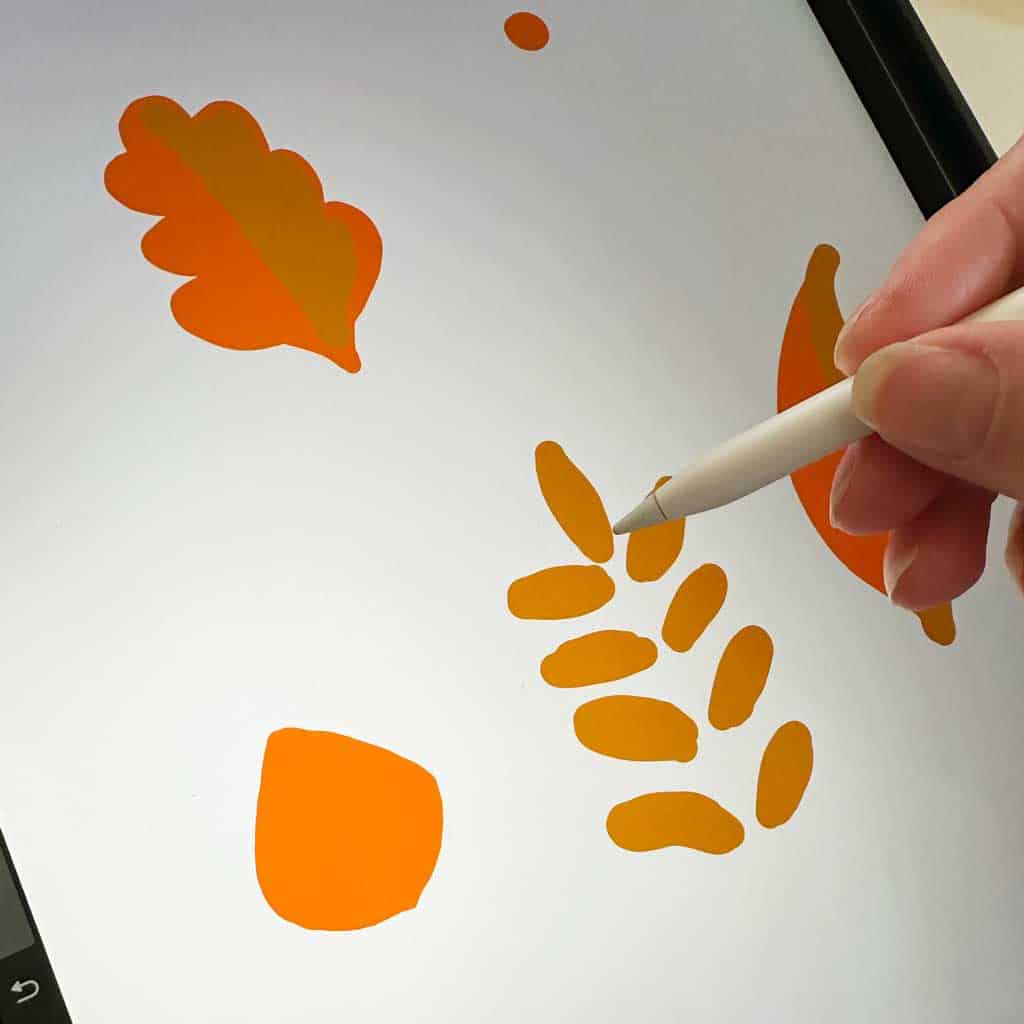 Creating autumn artwork for our free printable labels template, to make homemade jam labels.