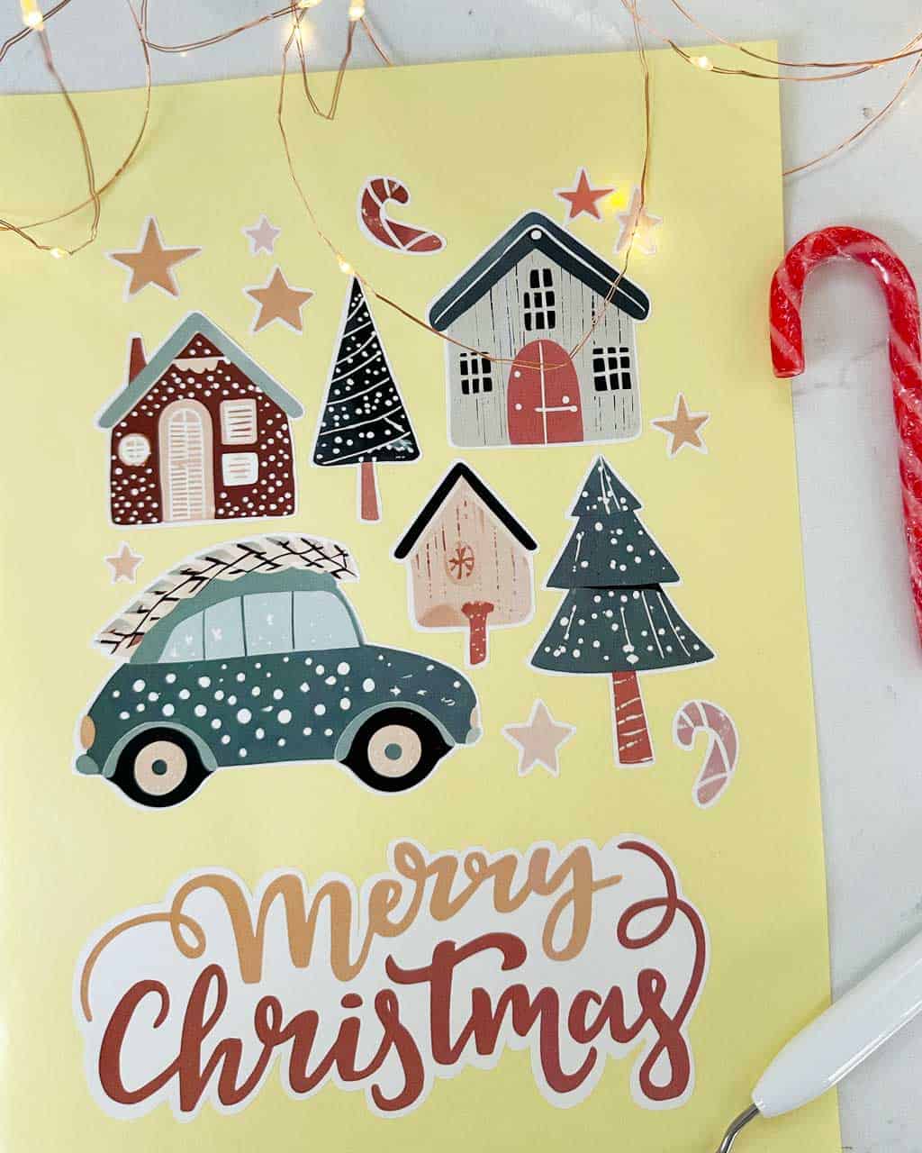 Use these free printable Scandi-inspired Christmas stickers on gifting, Christmas cards and scrapbooking projects.