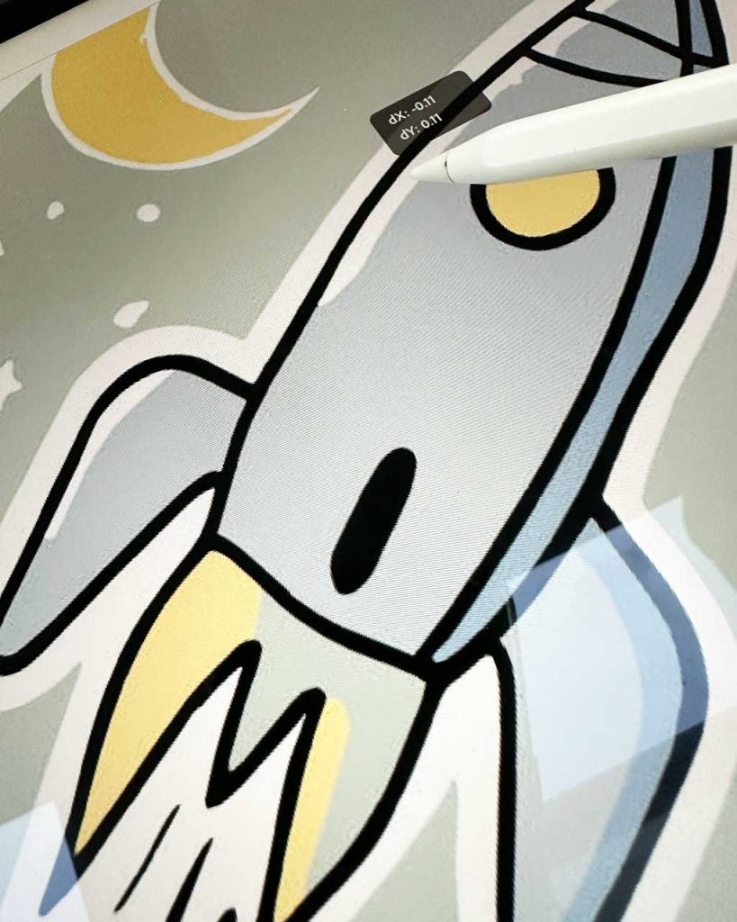 designing the space svg on an ipad - close up