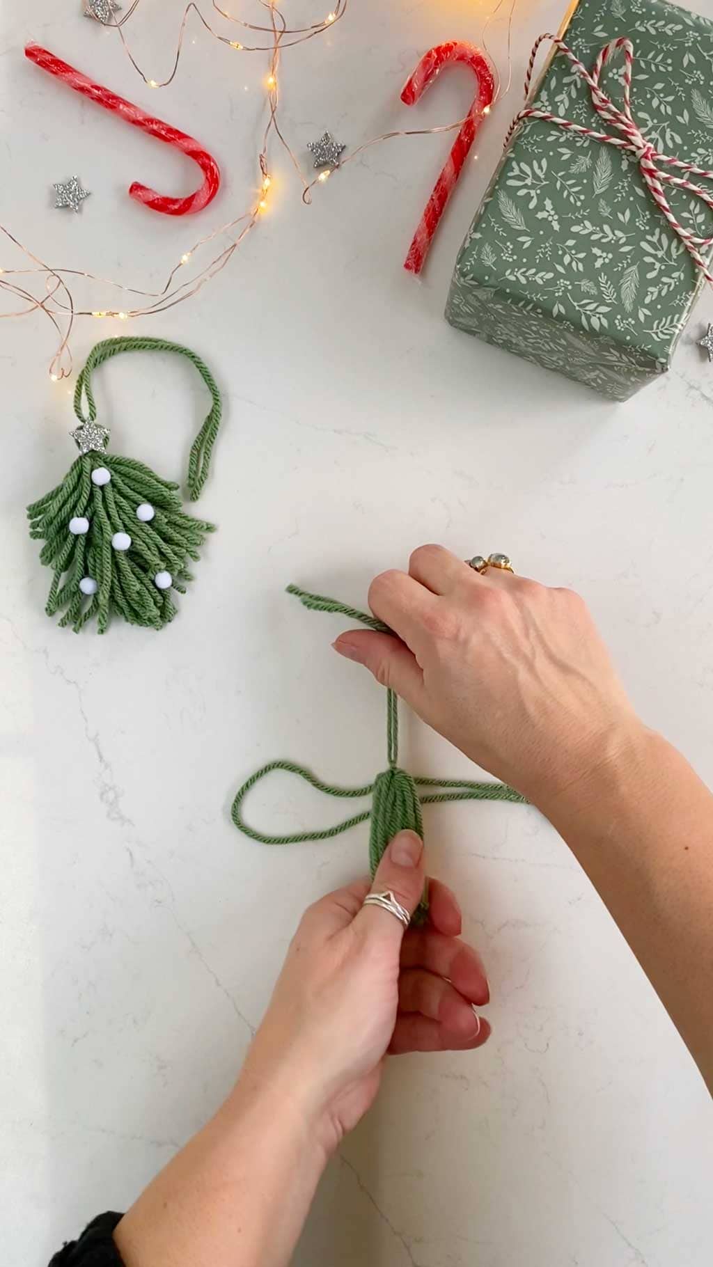 Make a Simple Yarn Christmas Tree Garland Step Ten