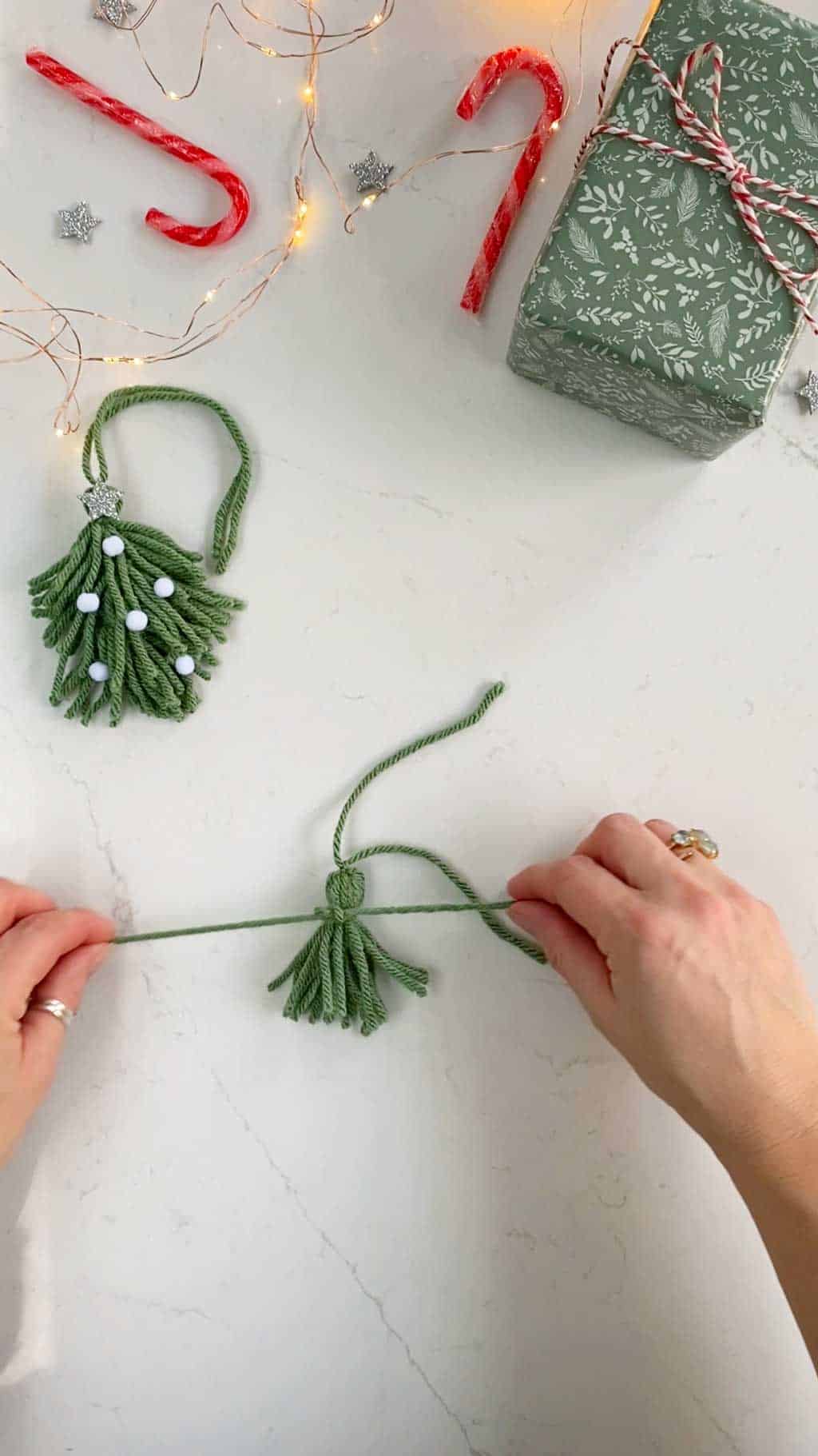 Make a Simple Yarn Christmas Tree Garland Step Twelve