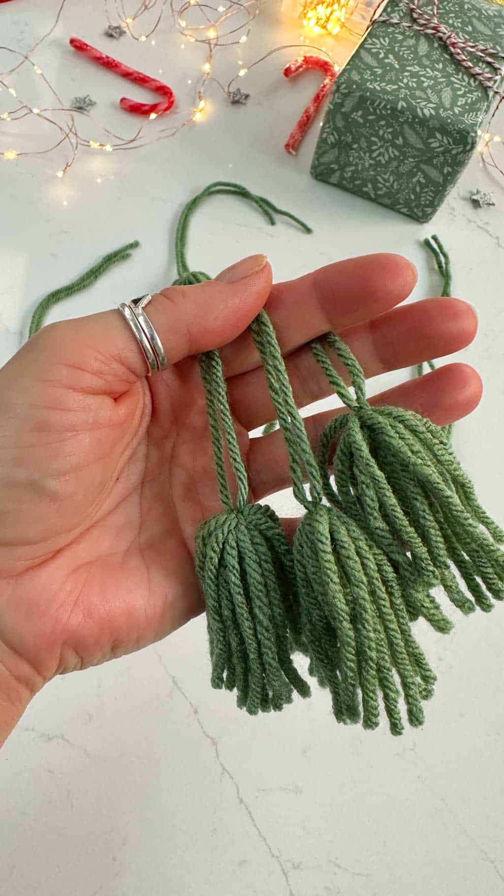 Make a Simple Yarn Christmas Tree Garland Step Thirteen