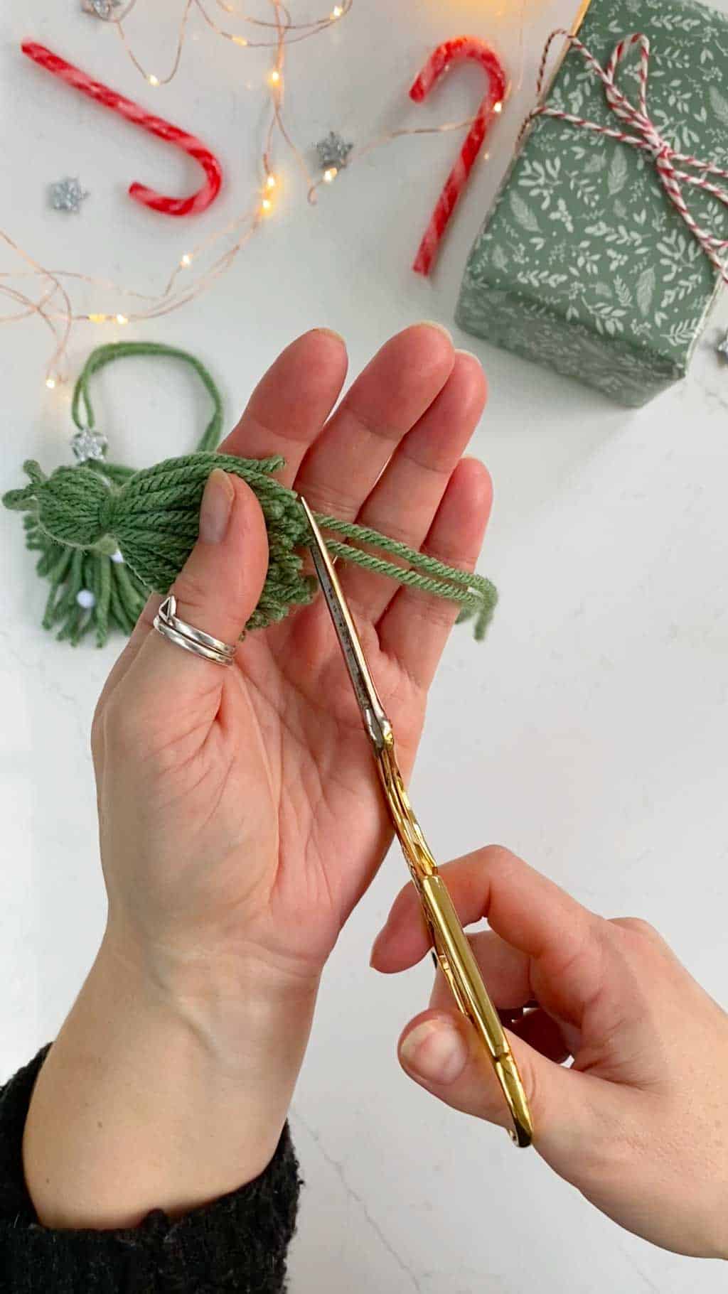 Make a Simple Yarn Christmas Tree Garland Step Thirteen