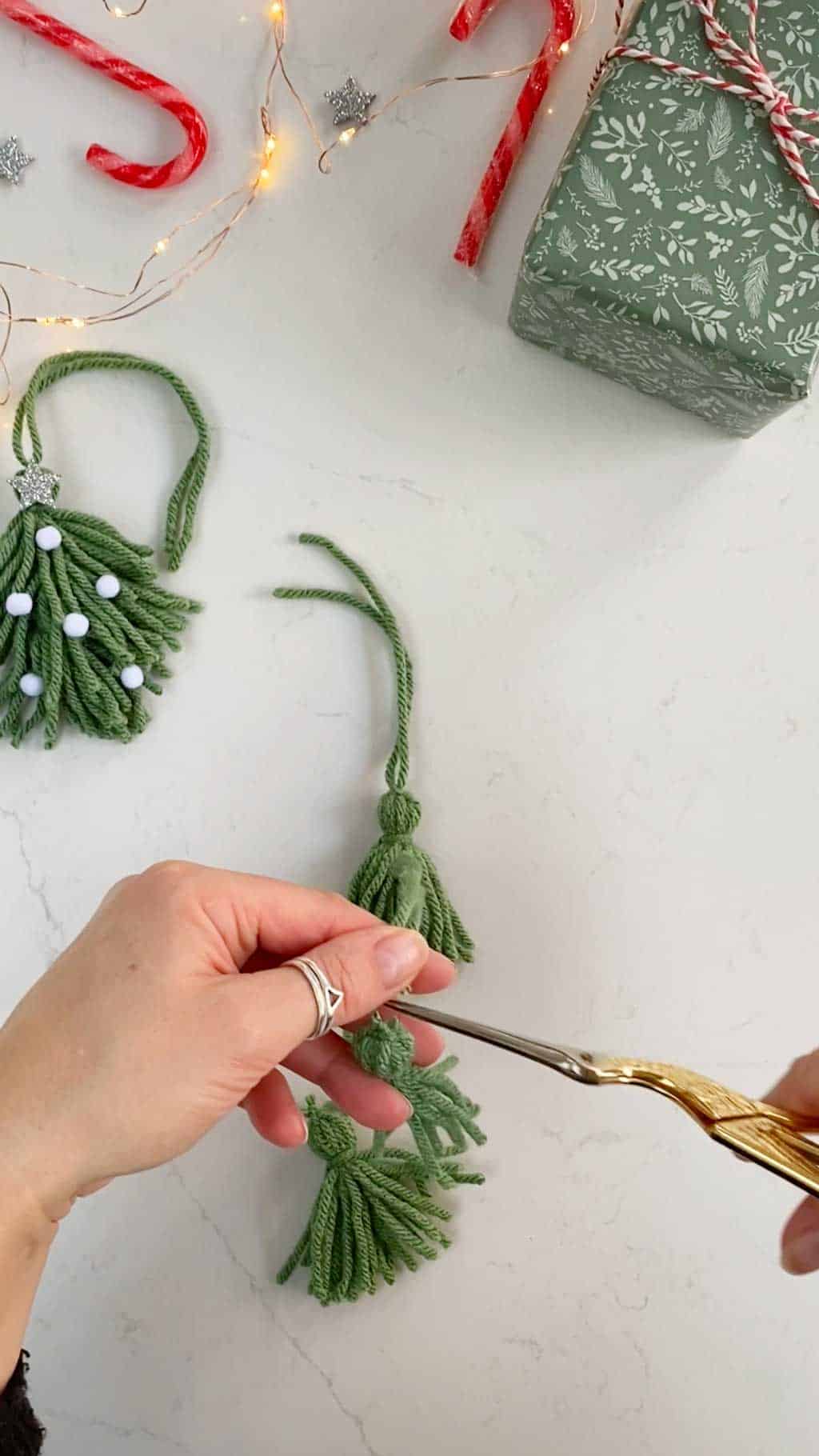 Make a Simple Yarn Christmas Tree Garland Step Fifteen