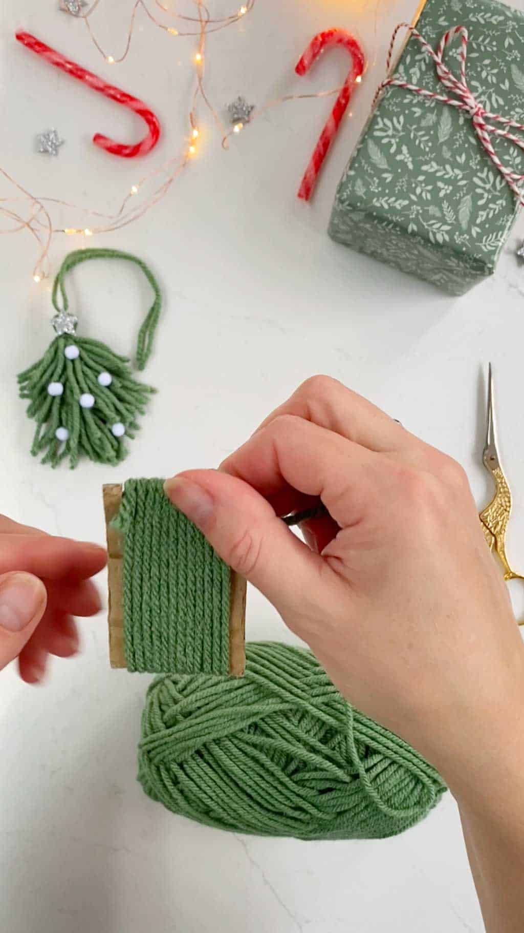 Make a Simple Yarn Christmas Tree Garland Step Three