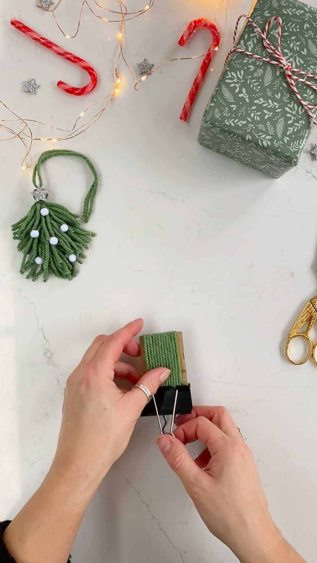Make a Simple Yarn Christmas Tree Garland Step Four