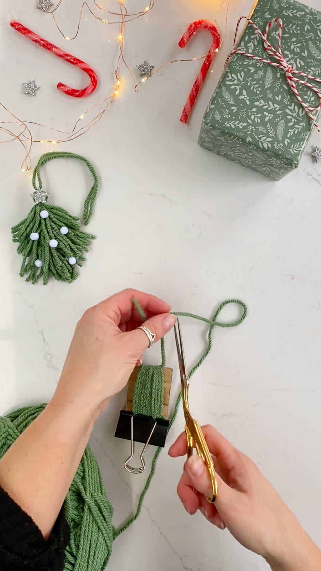 Make a Simple Yarn Christmas Tree Garland Step Six