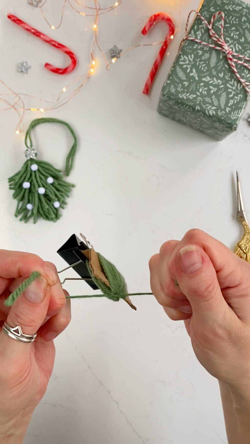 Make a Simple Yarn Christmas Tree Garland Step Seven