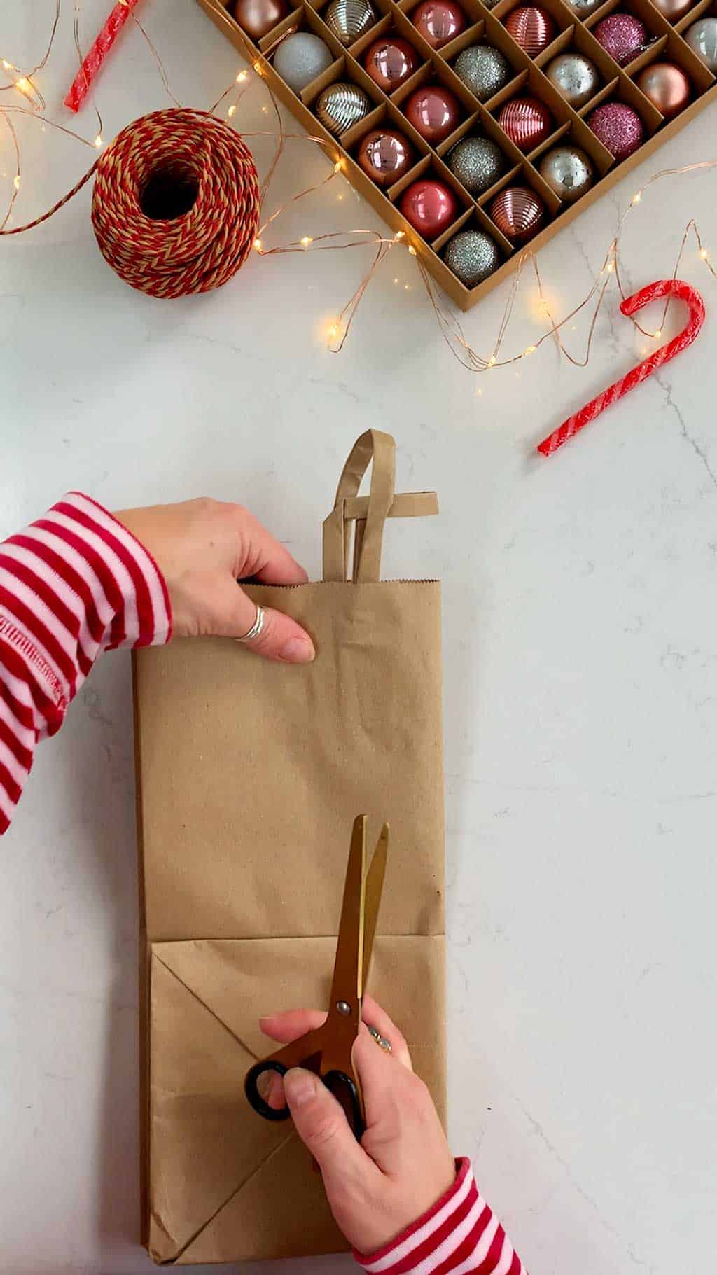 Make a DIY gingerbread house Christmas gift bag.