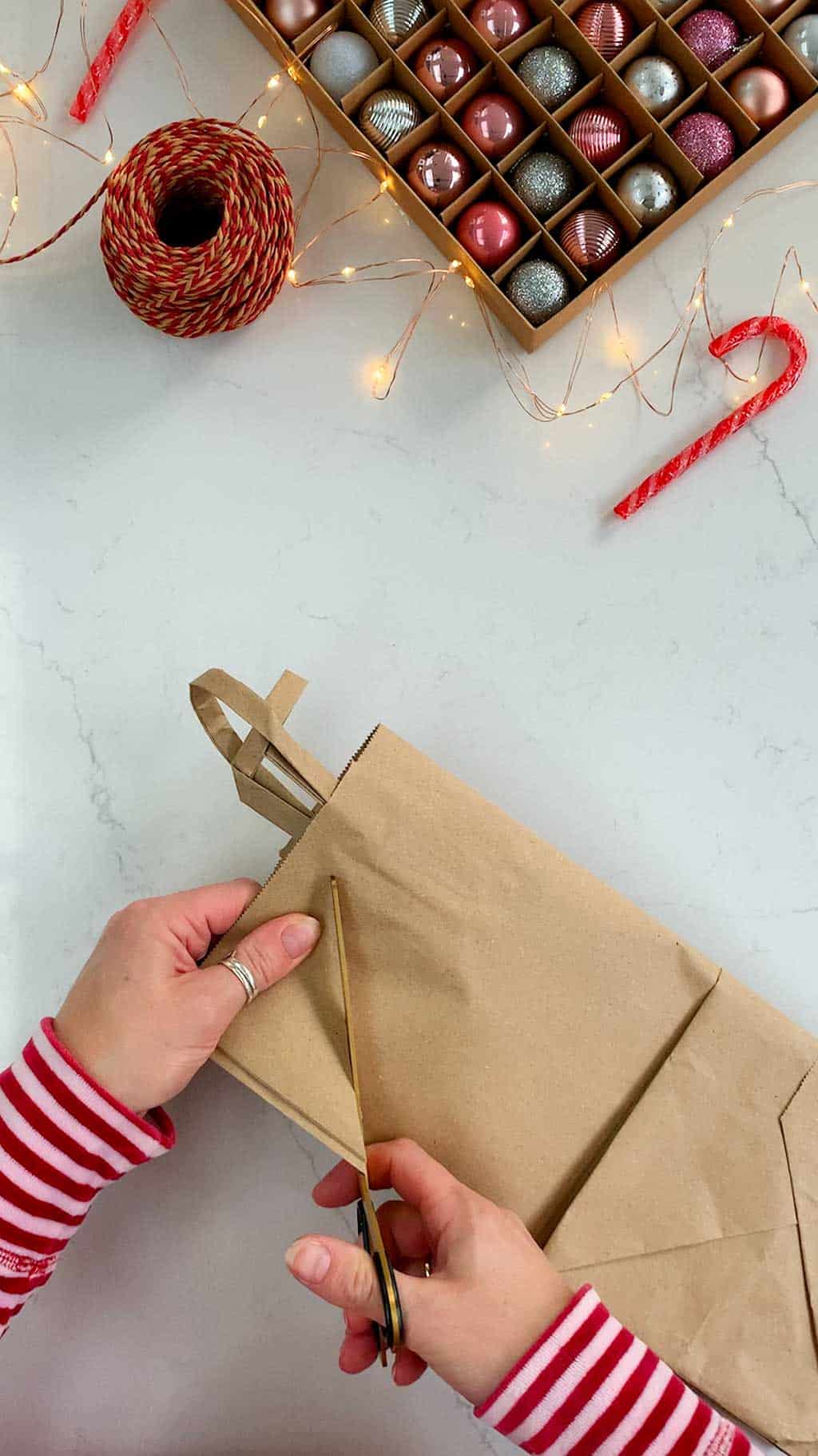 Make a DIY gingerbread house Christmas gift bag.