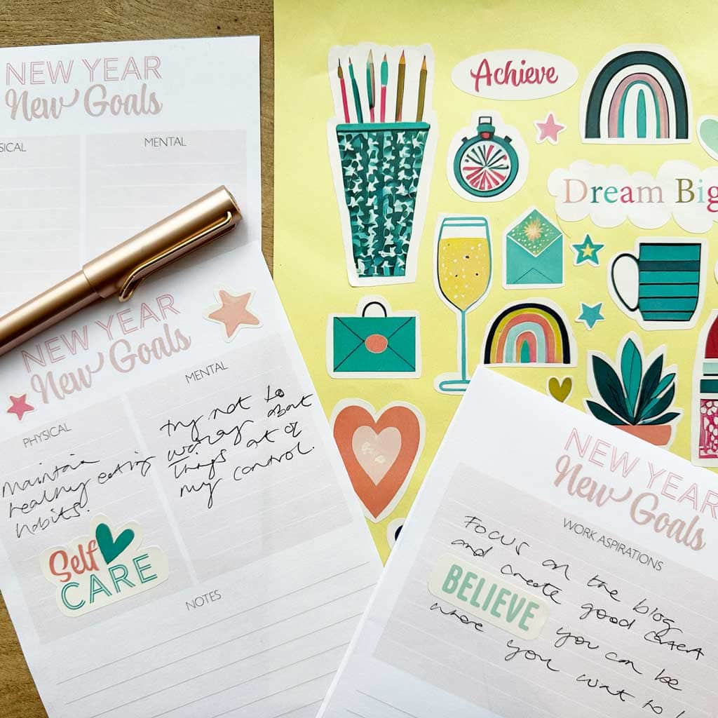 New Year New Goals free Planner stickers and planner pages