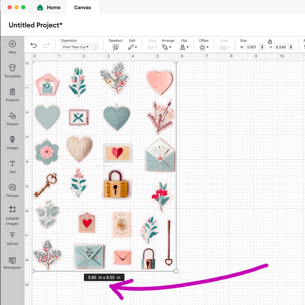 Free Printable Valentines Stickers and Envelope Seals for print and cut on Cricut