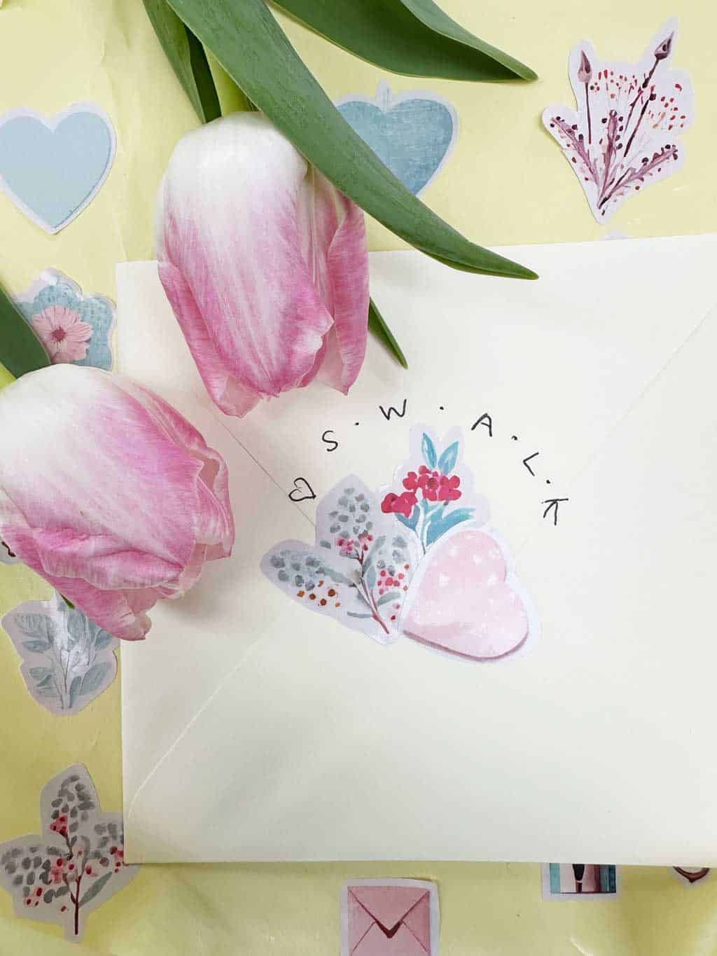 Free Printable Valentines Stickers and Envelope Seals for print and cut on Cricut