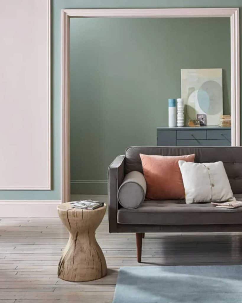 The best sage green paint colours — this is Lichen by Farrow and Ball.