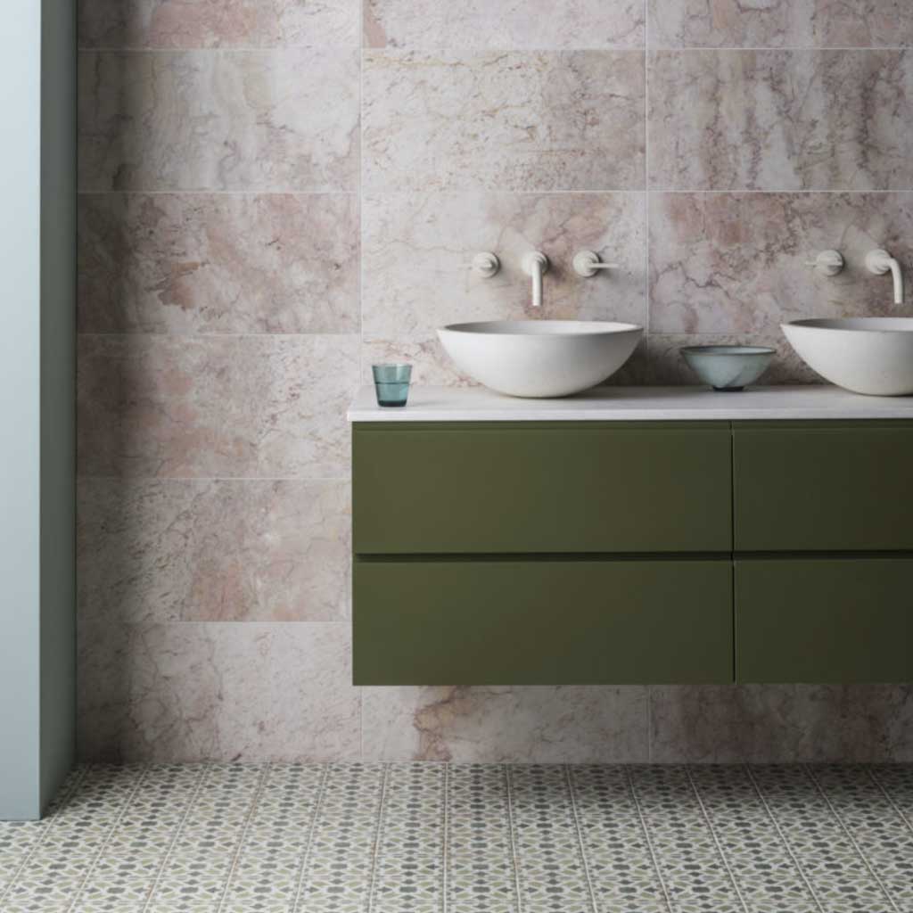 Patterned tile floor from Mandarin Stone