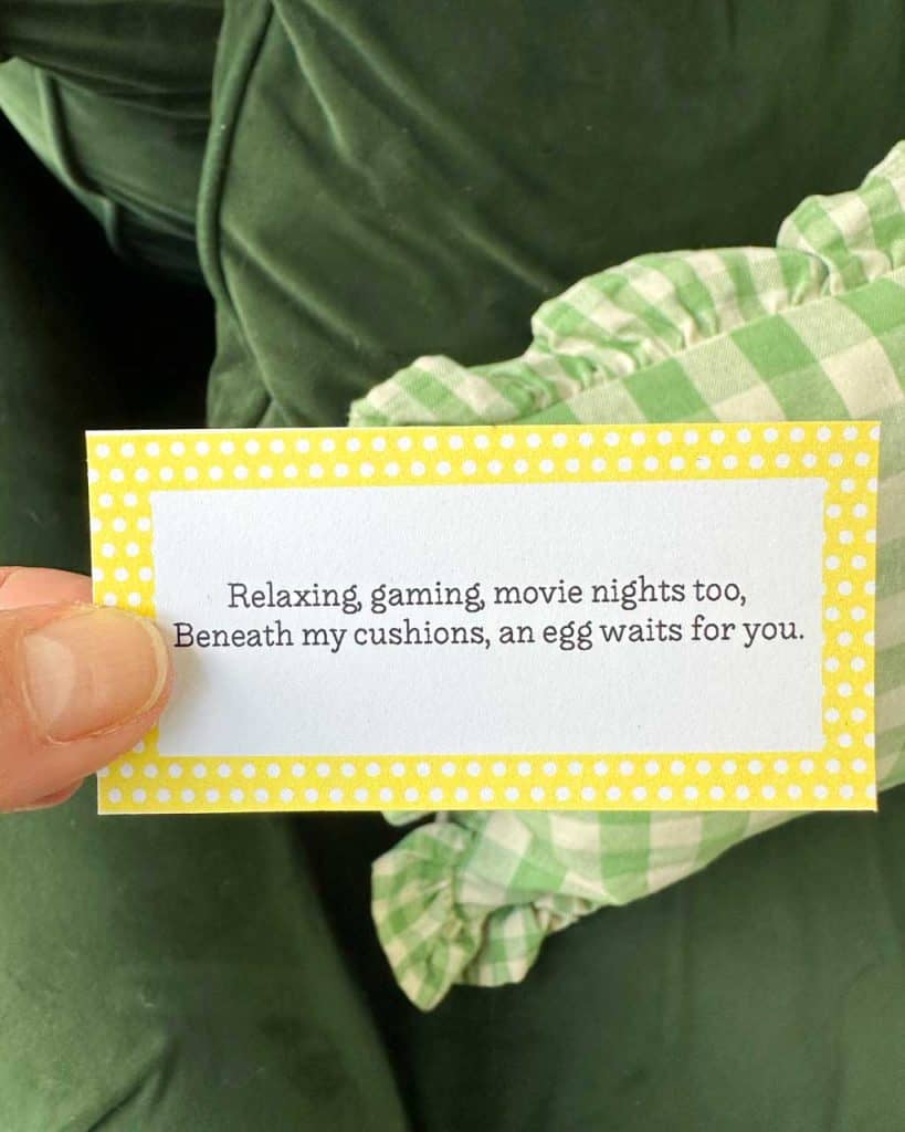 These 24 Free Printable Easter Egg Hunt Clues For Older Children include 12 indoor clues.