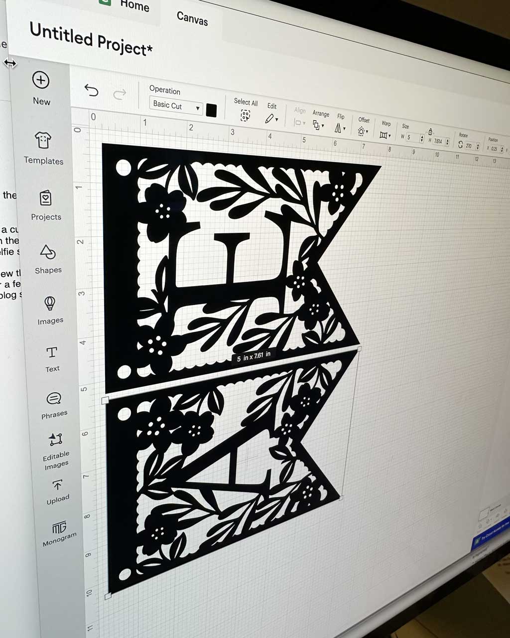 Upload the Easter banner file to Cricut Design to create your banner.