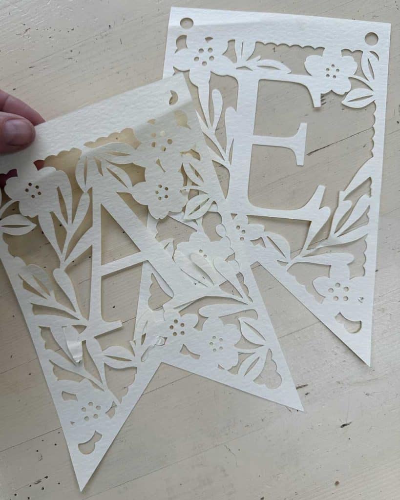 Creating the Easter Banner design out of paper.