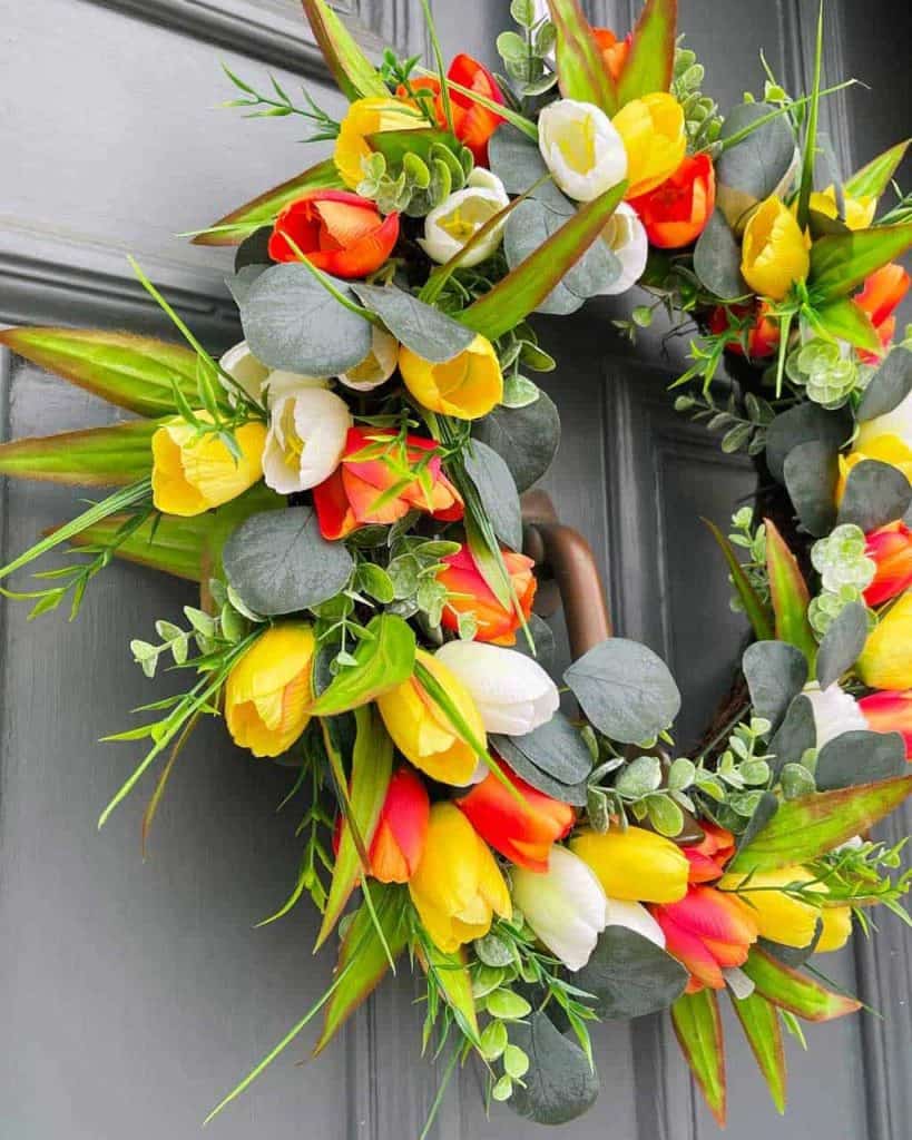 How to Make A Spring Door Wreath With Faux Tulips