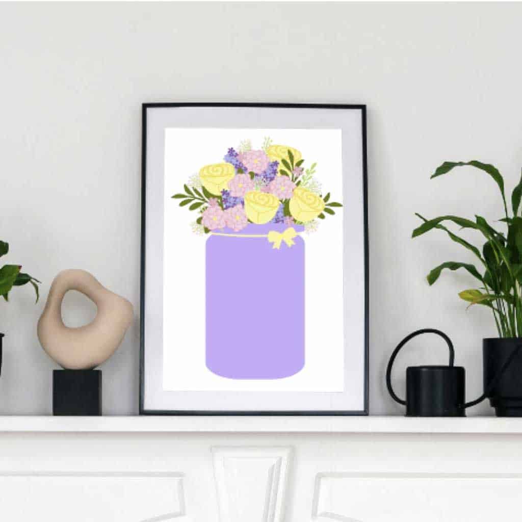 Free Springtime SVG Files - flower jar design.