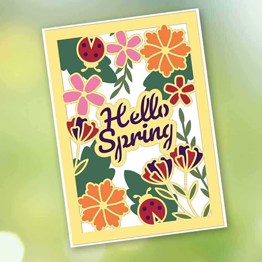 Free Springtime SVG Files - hello spring card.