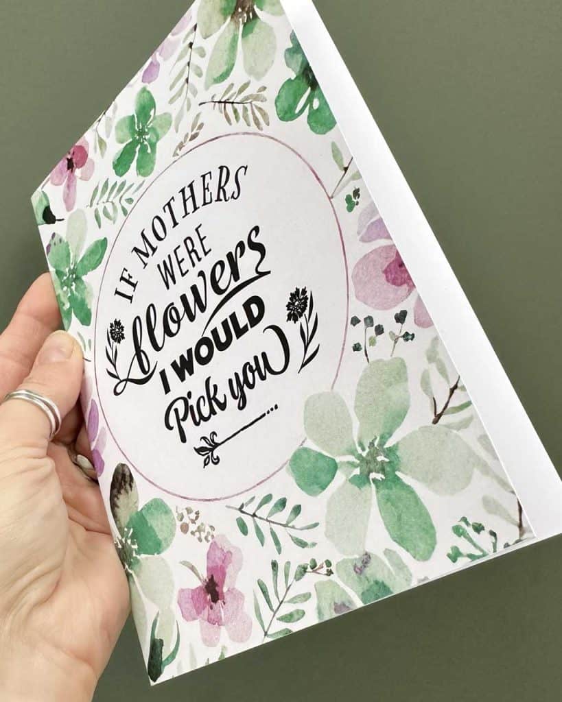Handmade mother's day card, using a free printable.