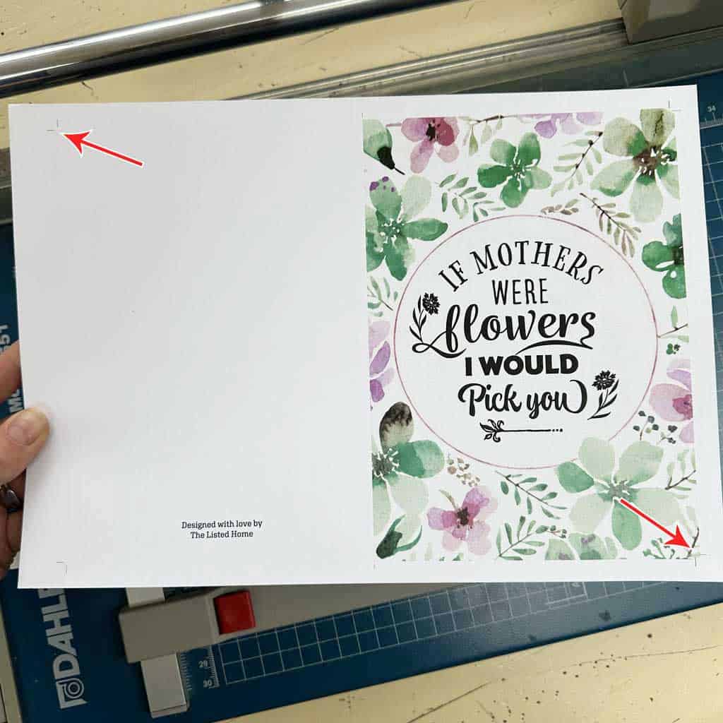 mothers day card printable, with bleed and crop marks.