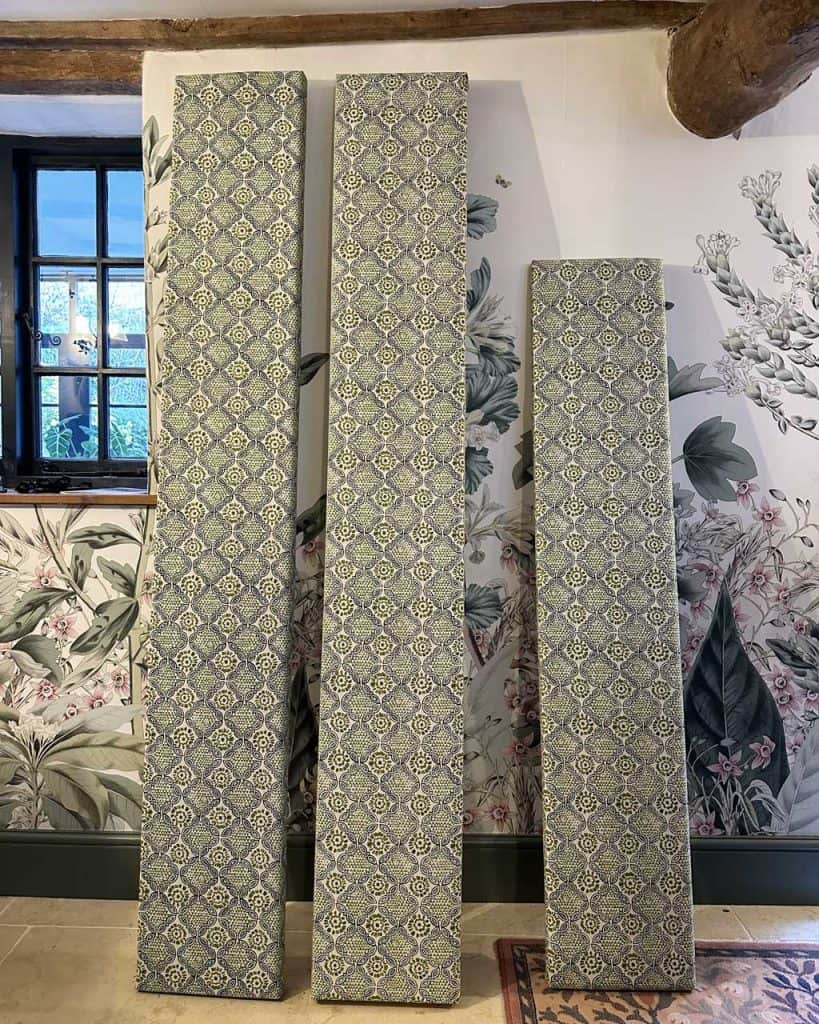 The upholstered sections of bed, ready to assemble.
