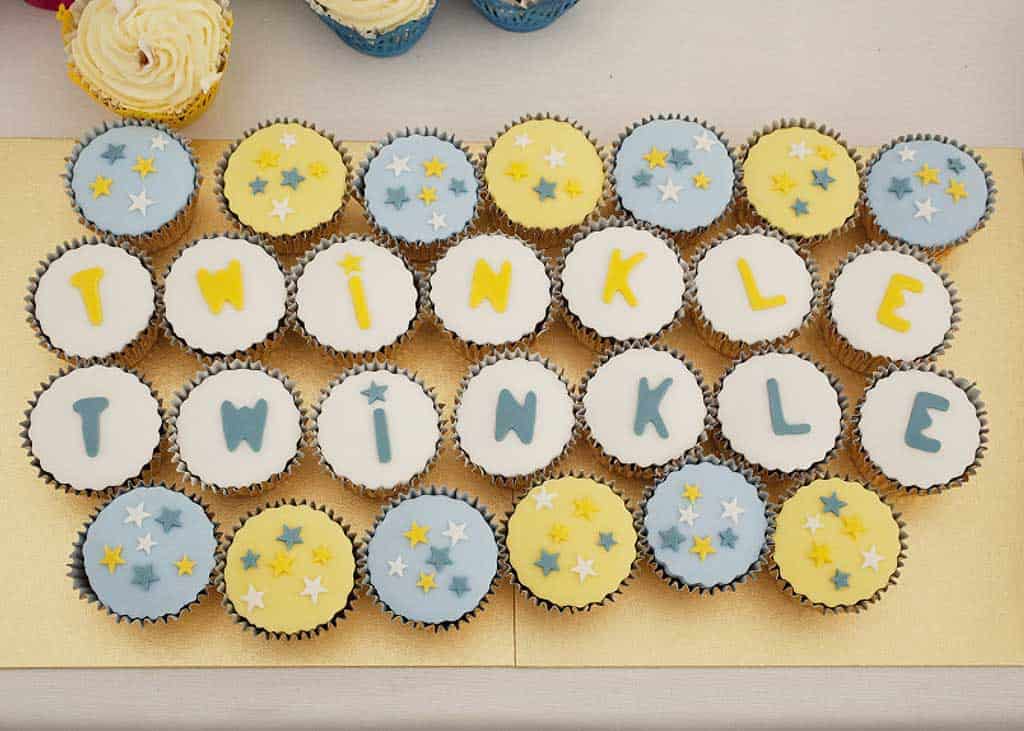 Cakes for naming ceremony —  'twinkle twinkle' cupcakes.