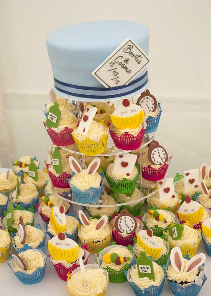 Cakes for naming ceremony — Alice in Wonderland inspired cakes