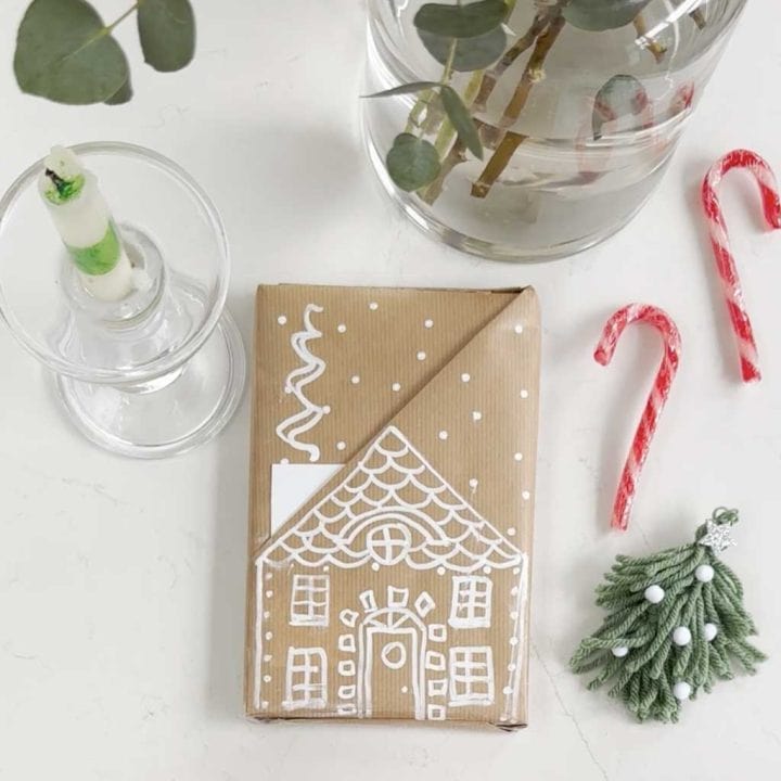 Make an Angled Pocket Giftwrap Gingerbread House 